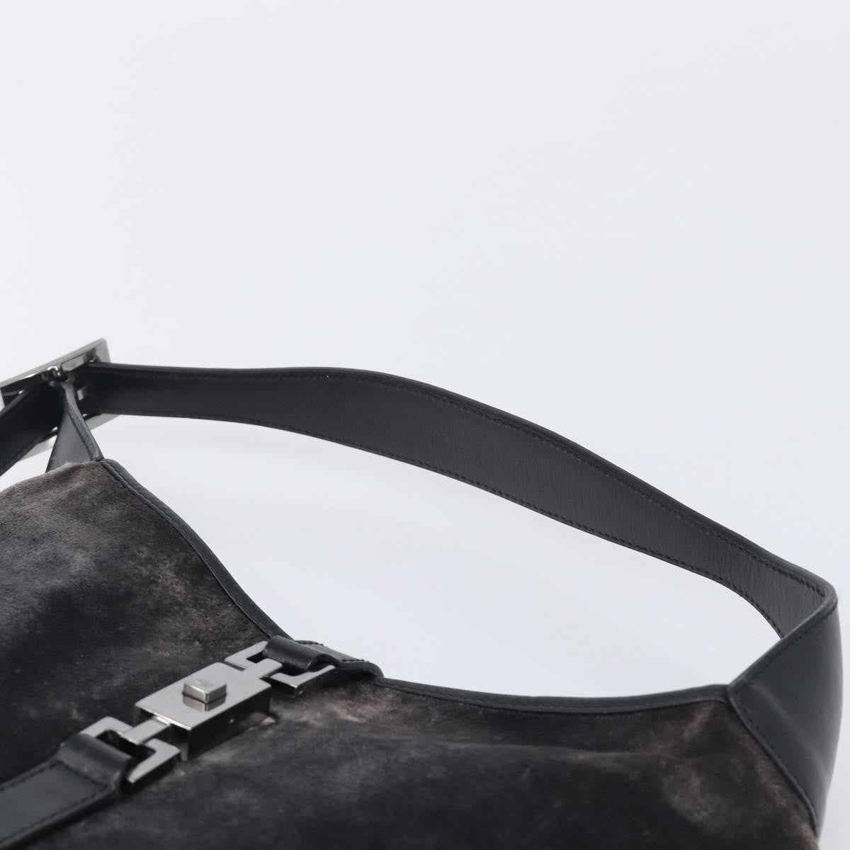 Gucci Vintage Jackie Shoulder Velvet And Leather Black Velvet Handbag (Pre-Owned)