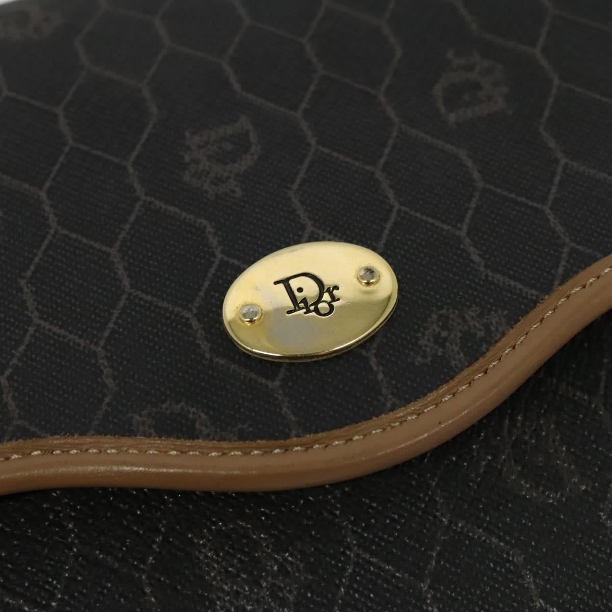 Christian Dior Vintage Honeycomb Flap Coated Canvas Black Canvas Shoulder Bag Bag (Pre-Owned)