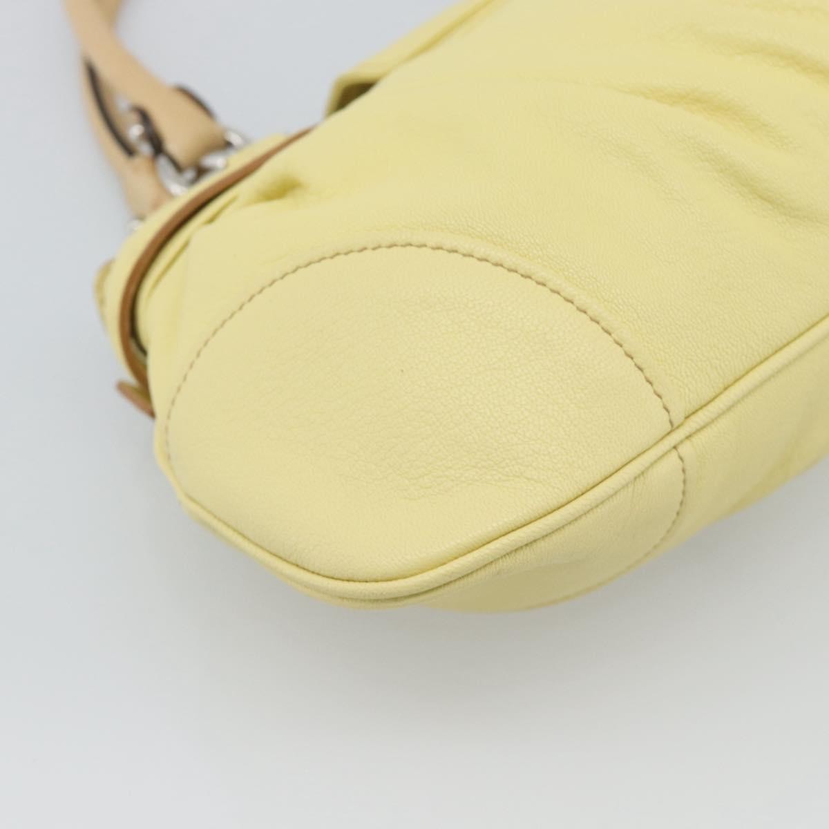 Salvatore Ferragamo Gancini Leather Yellow Leather Handbag (Pre-Owned)