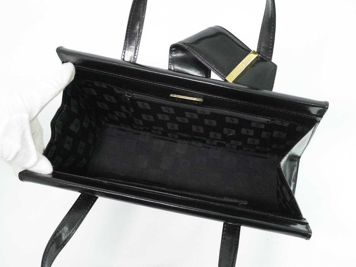 Saint Laurent Vintage Leather Black Leather Handbag (Pre-Owned)