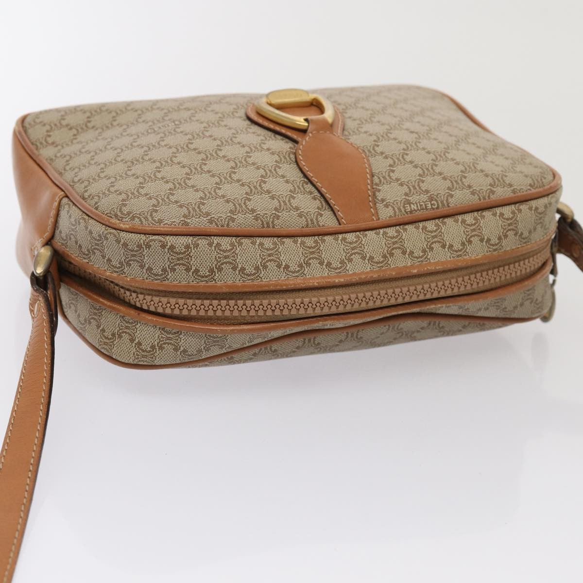 Celine Vintage Macadam Canvas And Leather Beige Canvas Shoulder Bag Bag (Pre-Owned)