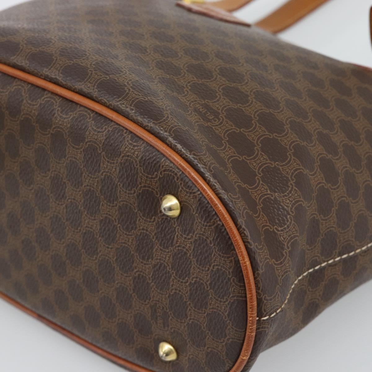 Celine Vintage Macadam Canvas And Leather Brown Canvas Tote Bag Bag (Pre-Owned)