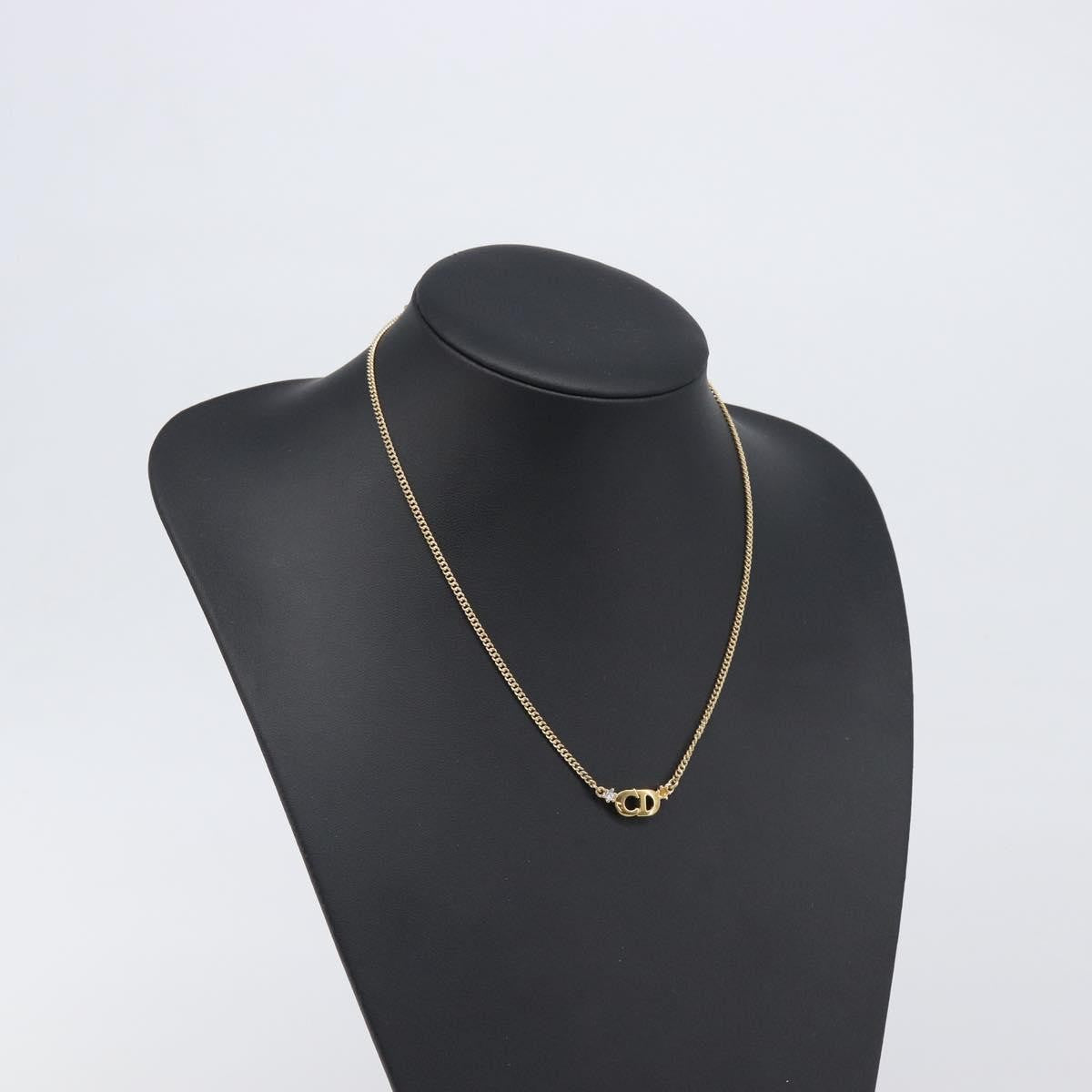 Christian Dior Clair D Lune Pendant Metal With Crystals Gold Metal Necklace Jewelry (Pre-Owned)