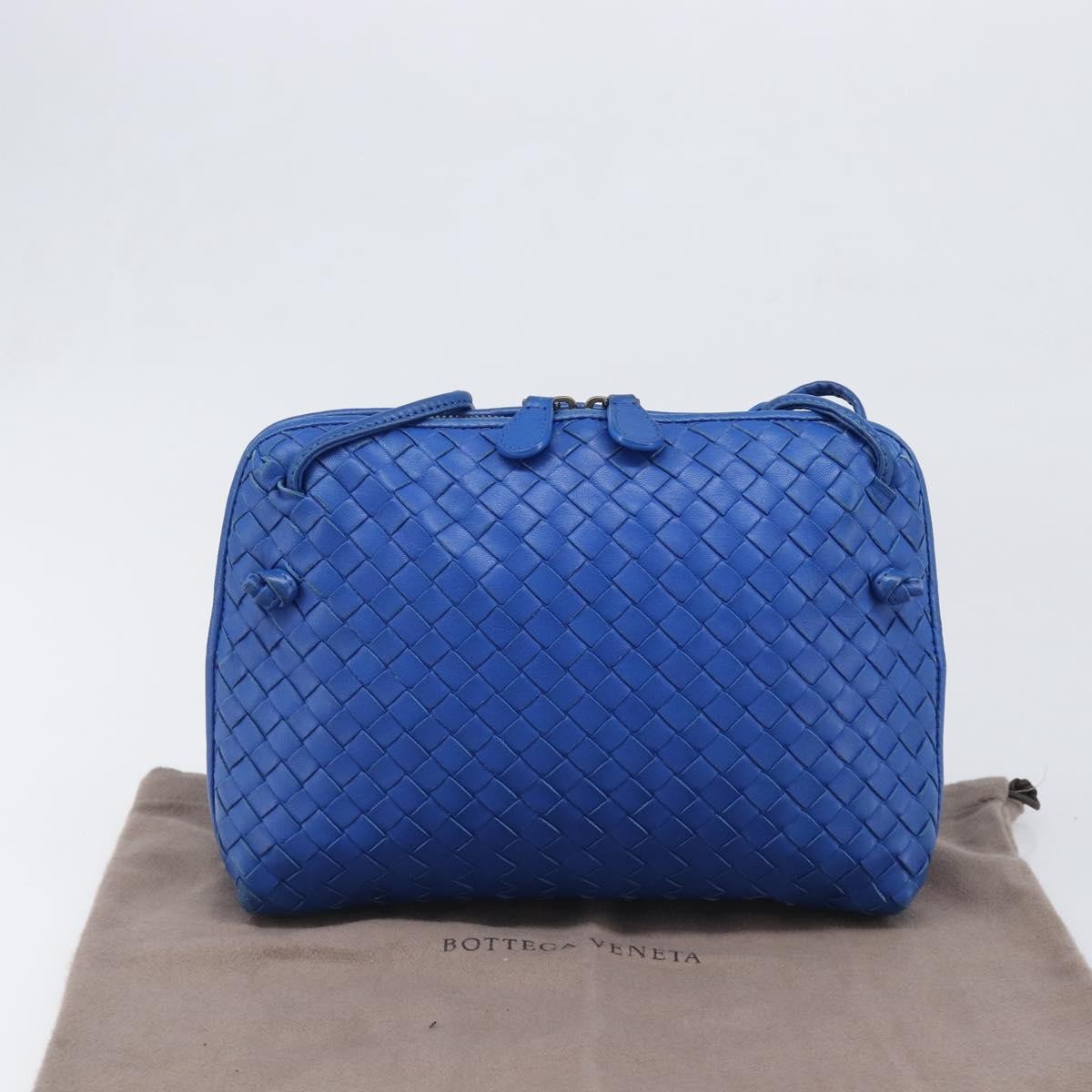 Bottega Veneta Nodini Intrecciato Nappa Blue Leather Shoulder Bag Bag (Pre-Owned)