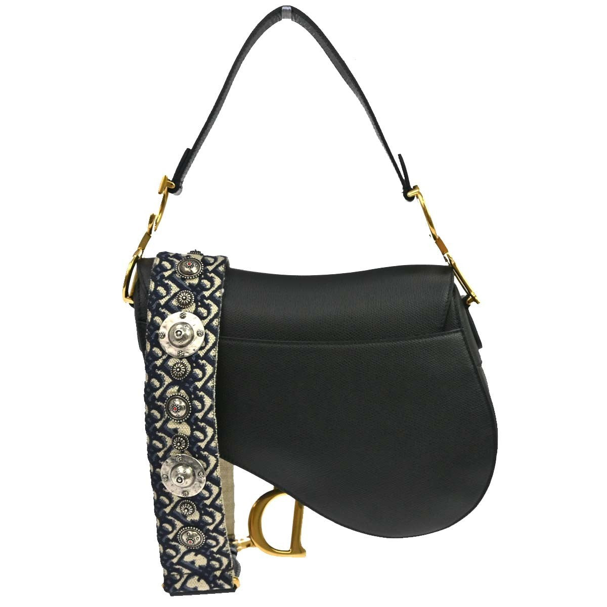 Christian Dior Saddle Leather Black Leather Handbag (Pre-Owned)