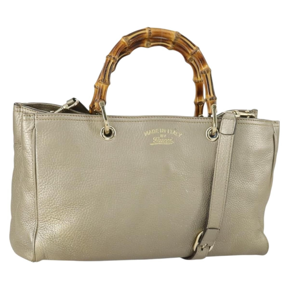 Gucci Bamboo Shopper Leather Beige Leather Tote Bag Bag (Pre-Owned)