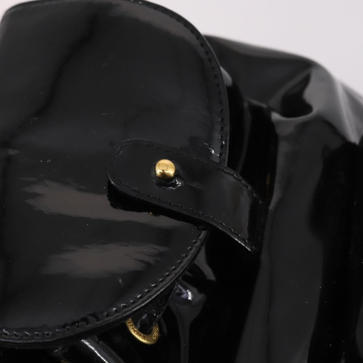 Gucci Vintage Bamboo Patent Black Patent_Leather Backpack Bag (Pre-Owned)