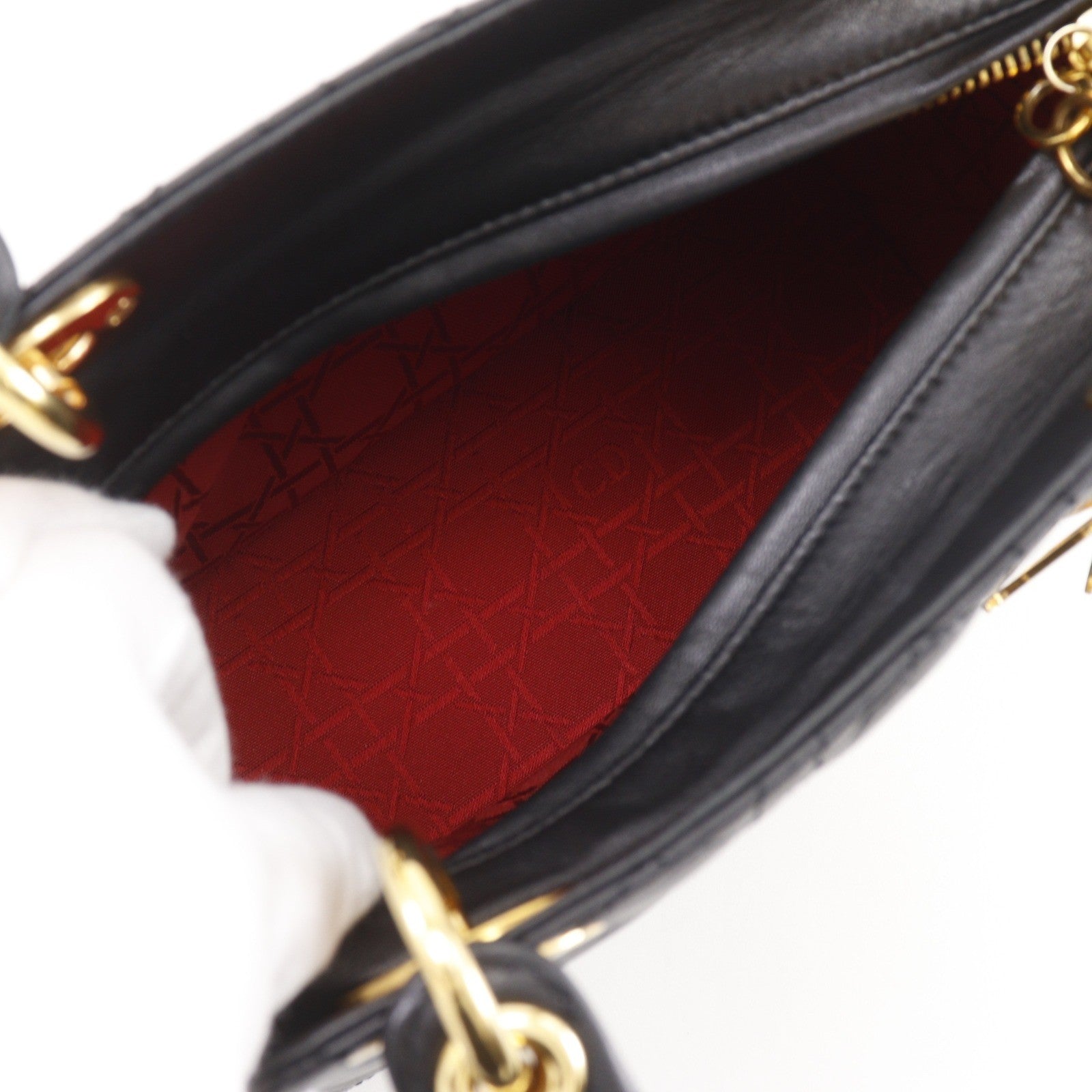 Christian Dior Lady Dior Cannage Black Leather Handbag (Pre-Owned)