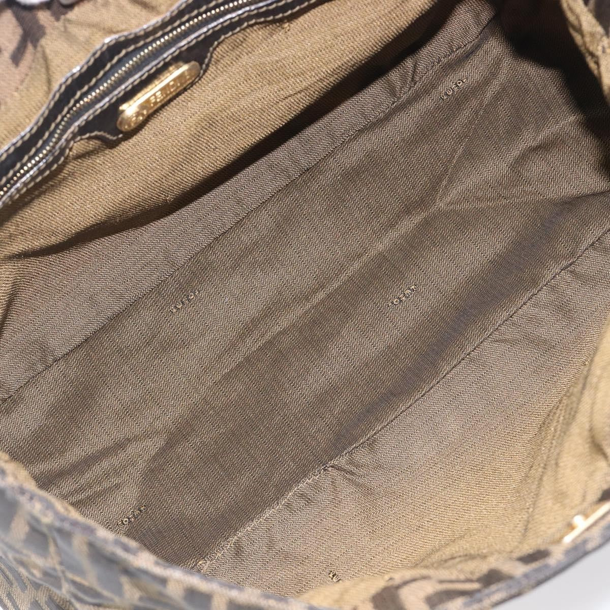 Fendi Vintage Ff Handle Zucca Canvas Brown Canvas Tote Bag Bag (Pre-Owned)