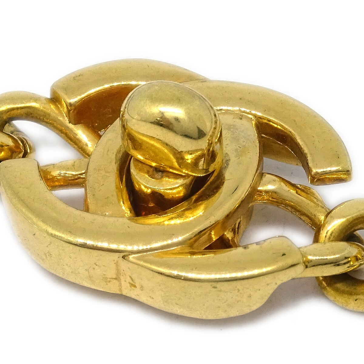 Chanel Vintage Cc Turnlock Chain Metal Gold Gold_Plated Bracelet Jewelry (Pre-Owned)