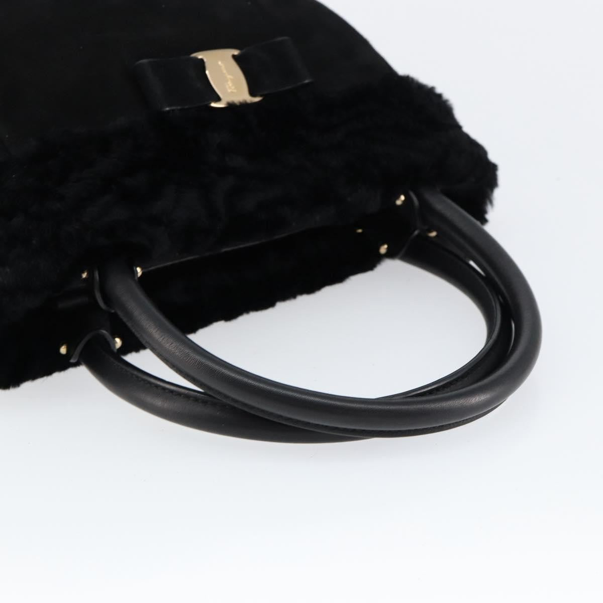 Salvatore Ferragamo Vala Suede Black Suede Handbag (Pre-Owned)