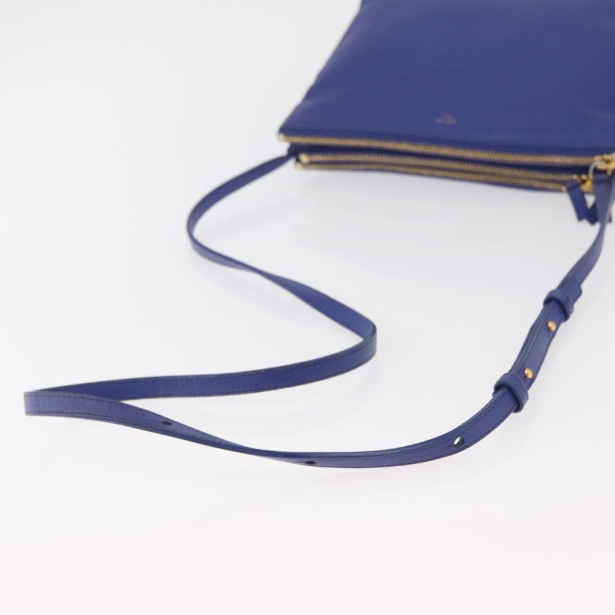 Celine Trio Leather Blue Leather Shoulder Bag Bag (Pre-Owned)