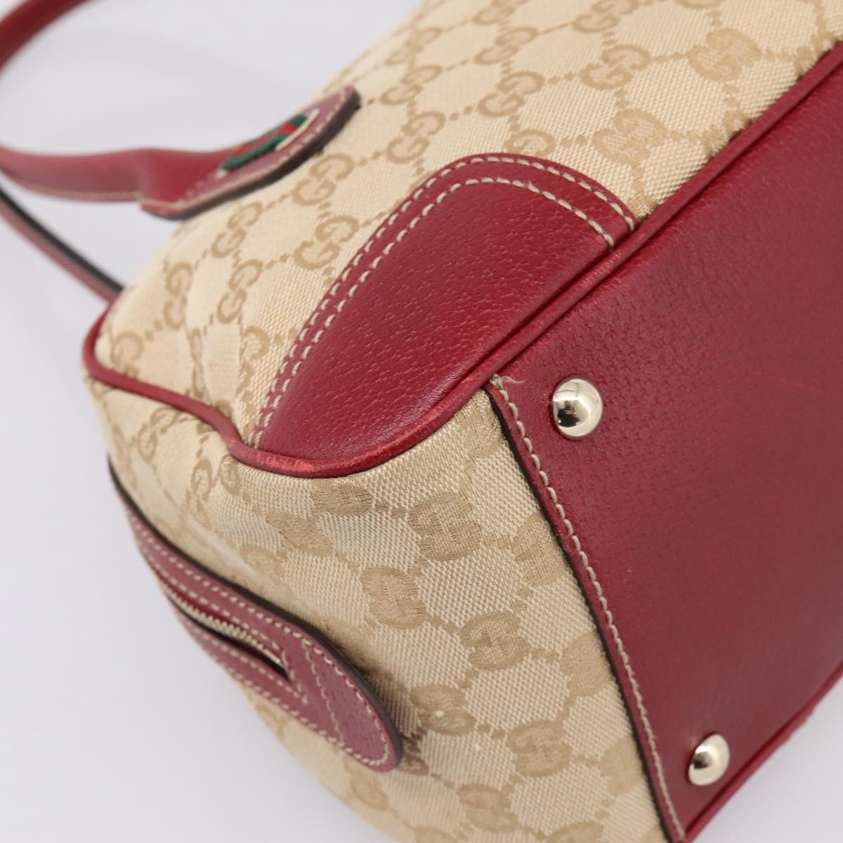 Gucci Princy Boston Gg Canvas Beige Canvas Handbag (Pre-Owned)