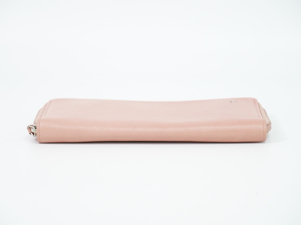 Chanel Camellia Zip Around Organizer Leather Pink Leather Wallets Accessory (Pre-Owned)