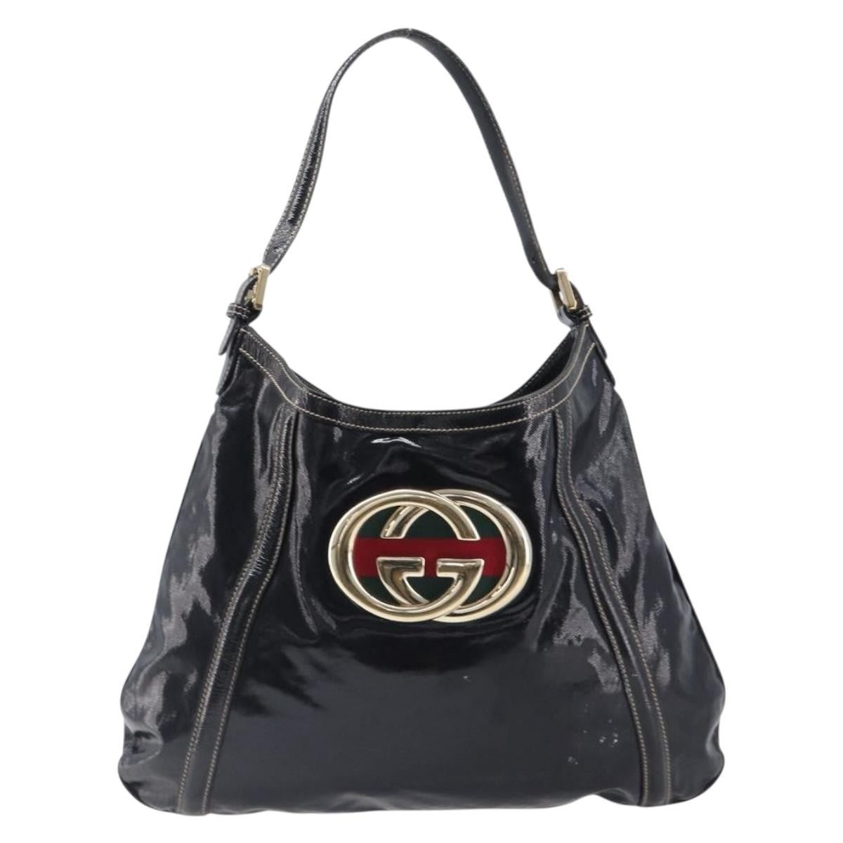 Gucci Britt Web Hobo Dialux Coated Canvas Black Canvas Shoulder Bag Bag (Pre-Owned)