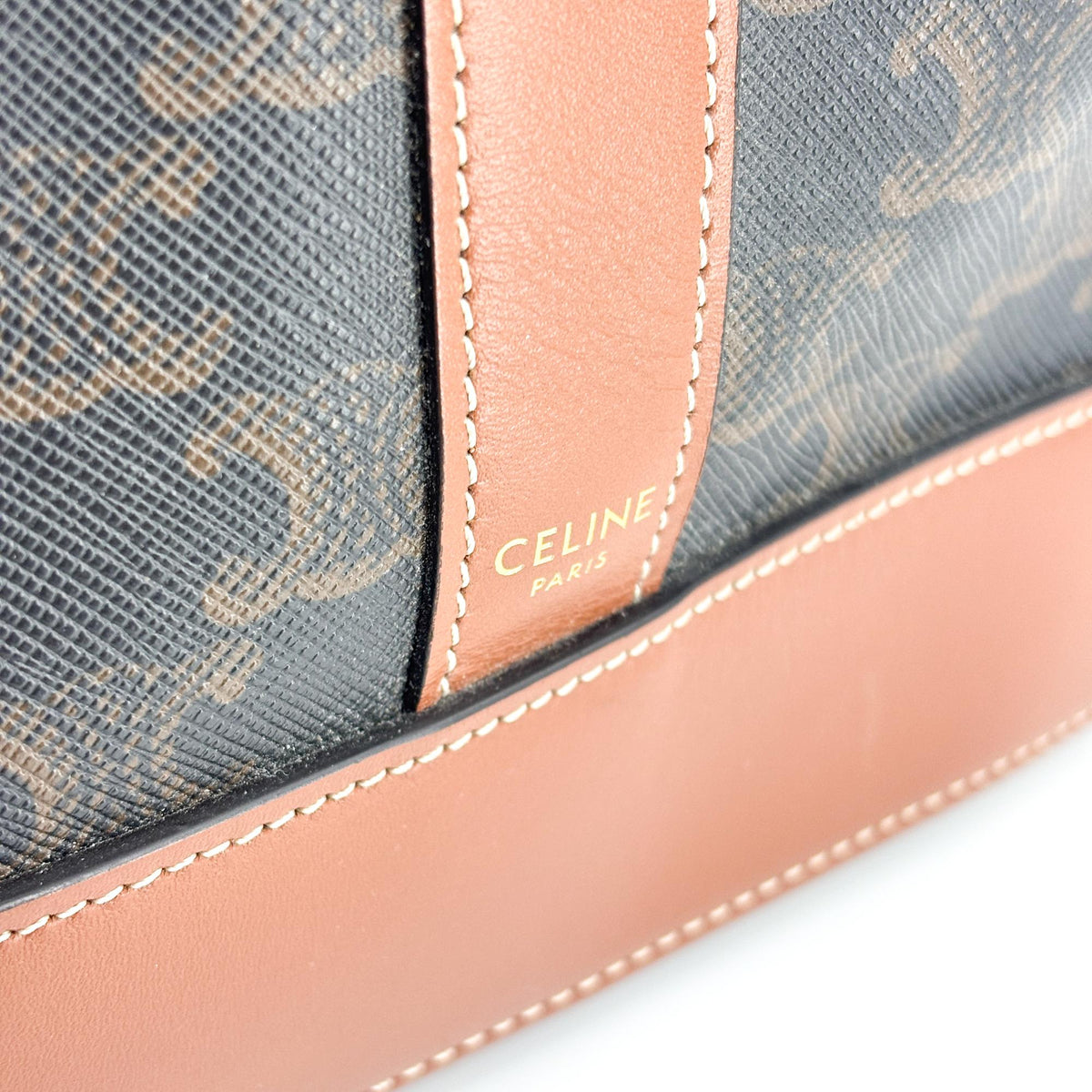 Celine Bucket Triomphe Coated Canvas Black Canvas Shoulder Bag Bag (Pre-Owned)