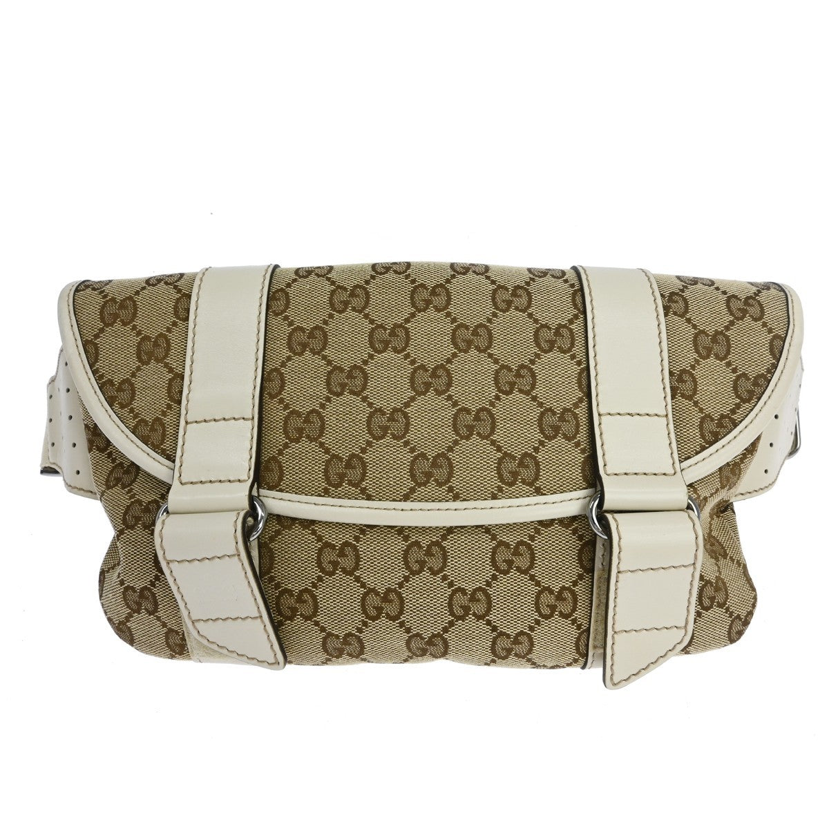 Gucci Waist Belt Bag (Outlet) Gg Canvas And Leather Beige Canvas Crossbody Bag Bag (Pre-Owned)