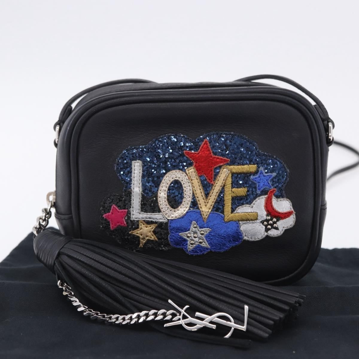 Saint Laurent Classic Monogram Blogger Patch Embellished Leather Black Leather Crossbody Bag Bag (Pre-Owned)