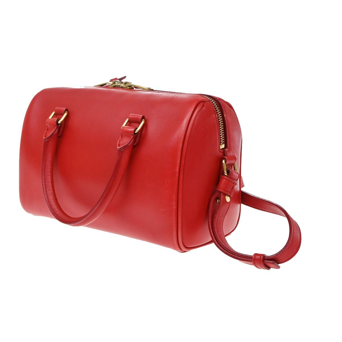 Saint Laurent Classic Baby Duffle Leather Red Leather Handbag (Pre-Owned)