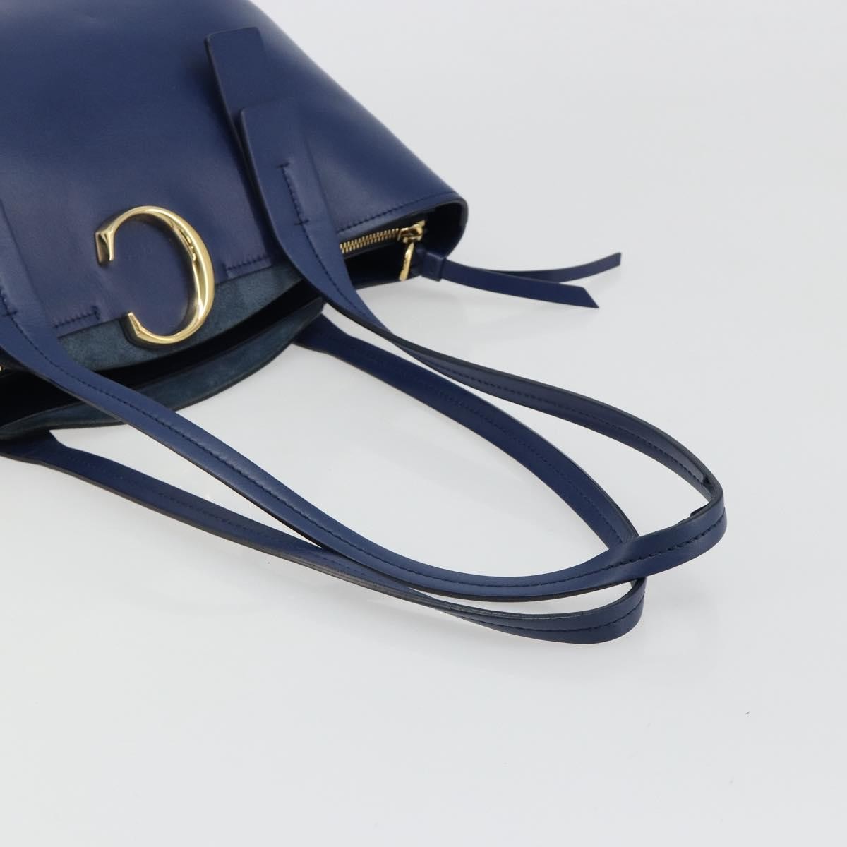 Chloe C Zipped Leather Blue Leather Tote Bag Bag (Pre-Owned)