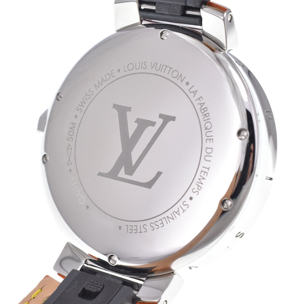 Louis Vuitton Tambour Moon Divine Quartz Stainless Steel And Monogram Canvas With Diamond Markers Watch (Pre-Owned)