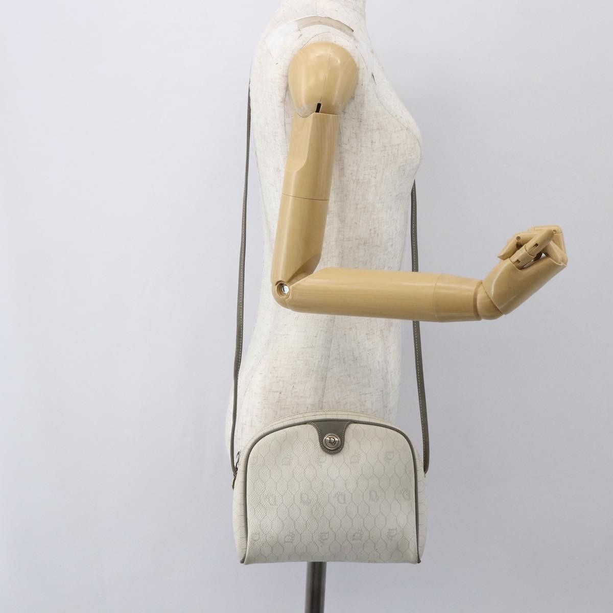 Christian Dior Vintage Honeycomb Canvas And Leather White Canvas Shoulder Bag Bag (Pre-Owned)