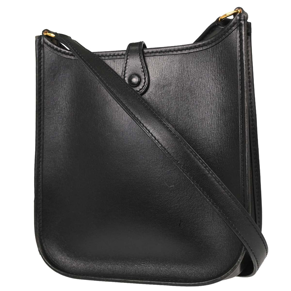 Hermes Long Strap Evelyne Box Calf Black Leather Shoulder Bag Bag (Pre-Owned)
