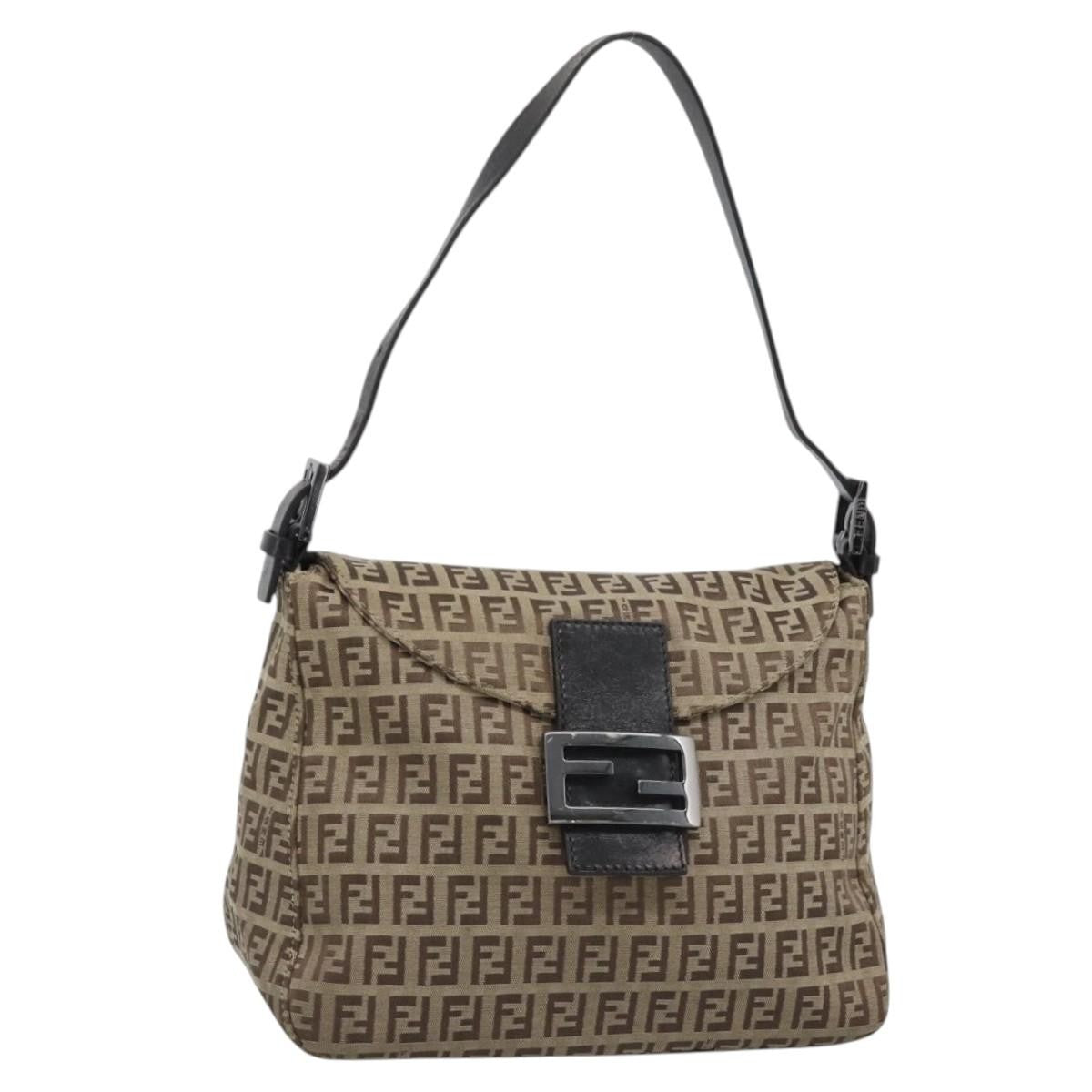 Fendi Mamma Baguette Canvas Beige Canvas Handbag (Pre-Owned)