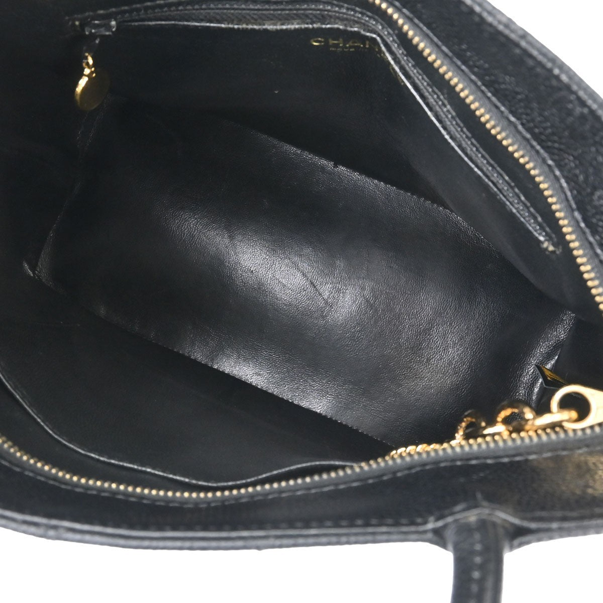 Chanel Medallion Tote Quilted Caviar Black Calfskin Tote Bag Bag (Pre-Owned)