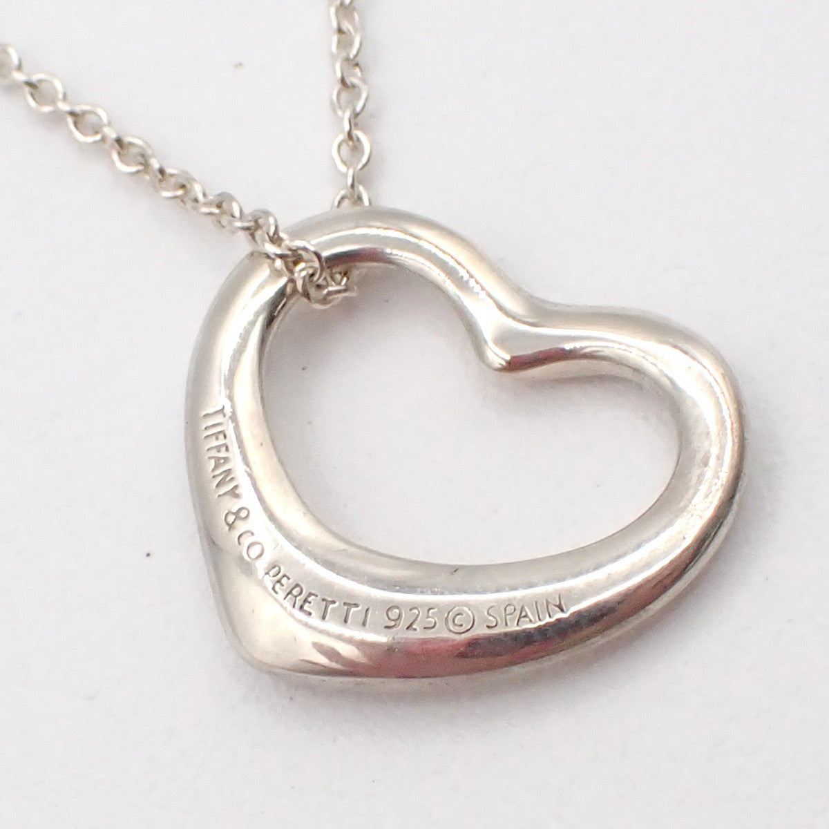 Tiffany & Co. Elsa Peretti Open Heart Pendant Sterling Silver Silver Silver Necklace Jewelry (Pre-Owned)