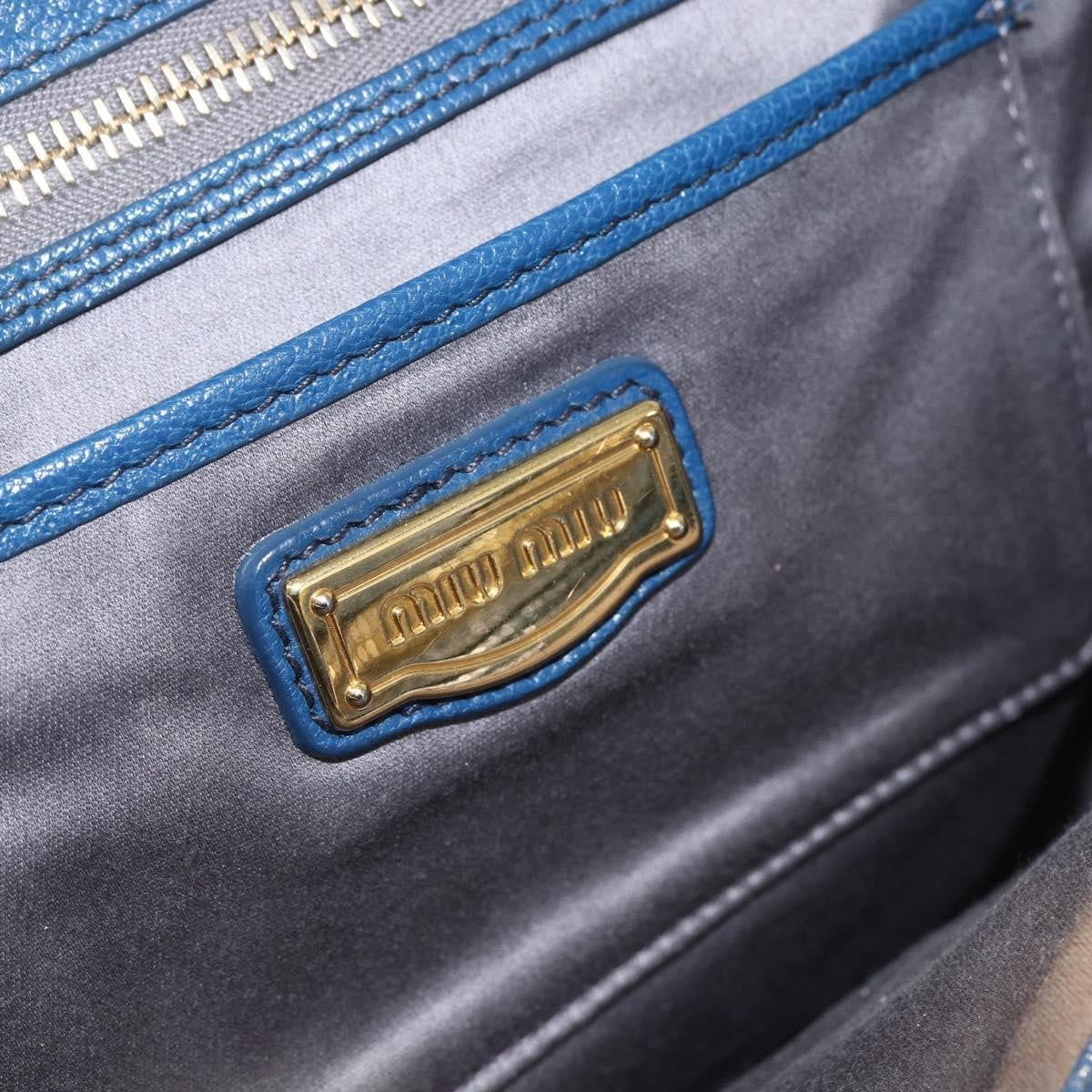 Miu Miu Vintage Leather Blue Leather Tote Bag Bag (Pre-Owned)