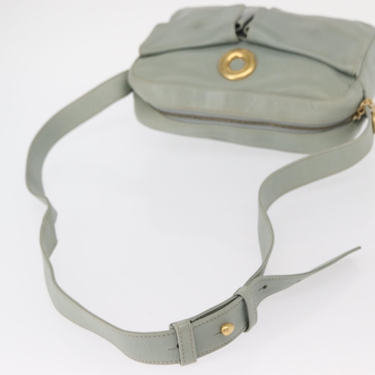 Celine Circle Logo Leather Green Leather Shoulder Bag Bag (Pre-Owned)