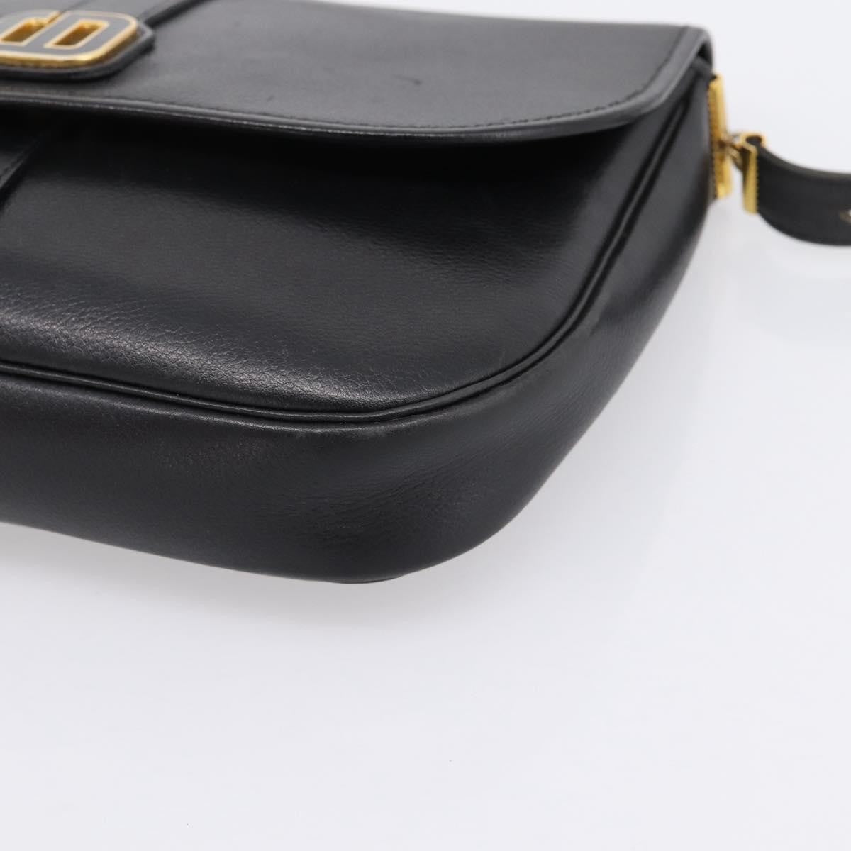 Christian Dior Shoulder Leather Black Leather Shoulder Bag Bag (Pre-Owned)
