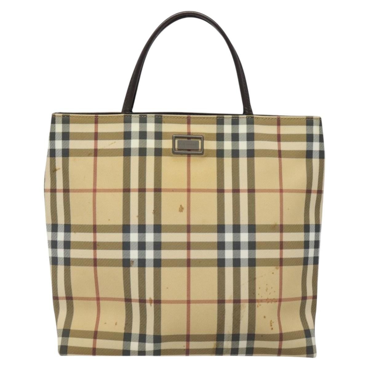 Burberry Nova Check Nova Check Canvas Beige Canvas Handbag (Pre-Owned)