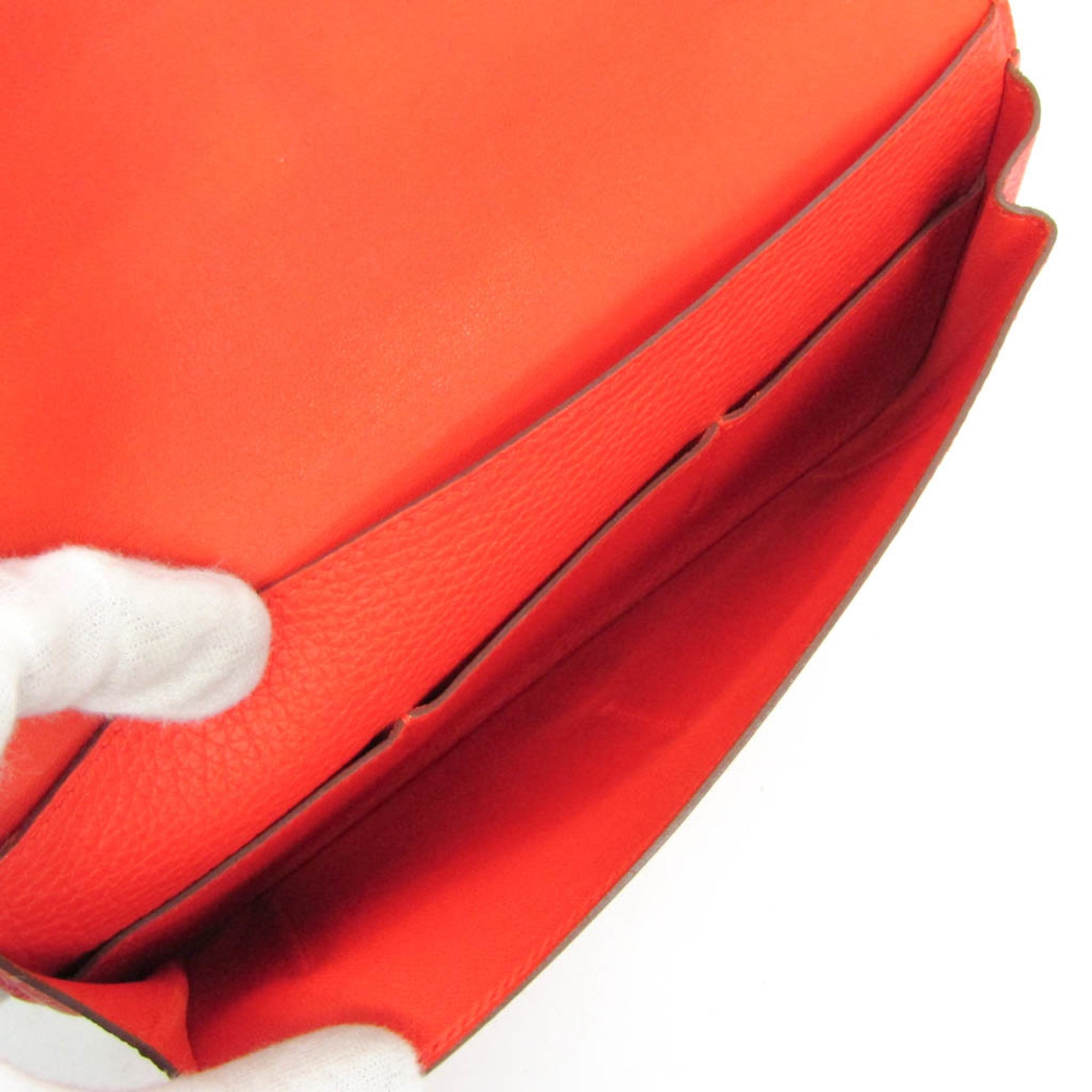 Hermes Dogon Duo Combined Leather Red Leather Wallets Accessory (Pre-Owned)