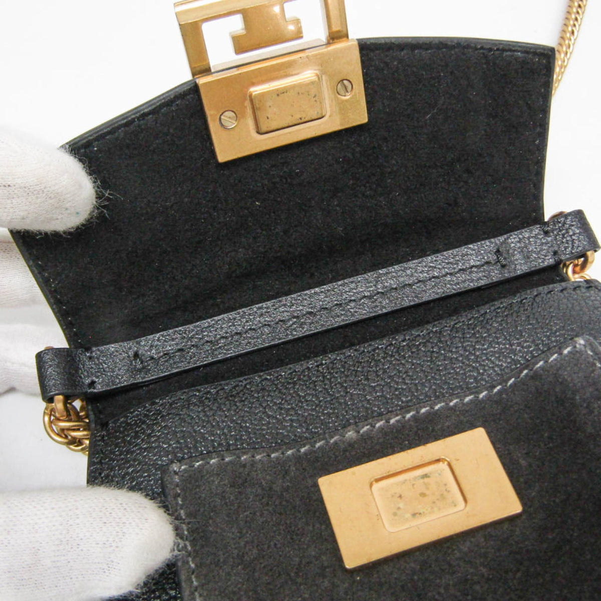 Givenchy Gv3 Flap Leather With Suede Black Leather Handbag (Pre-Owned)