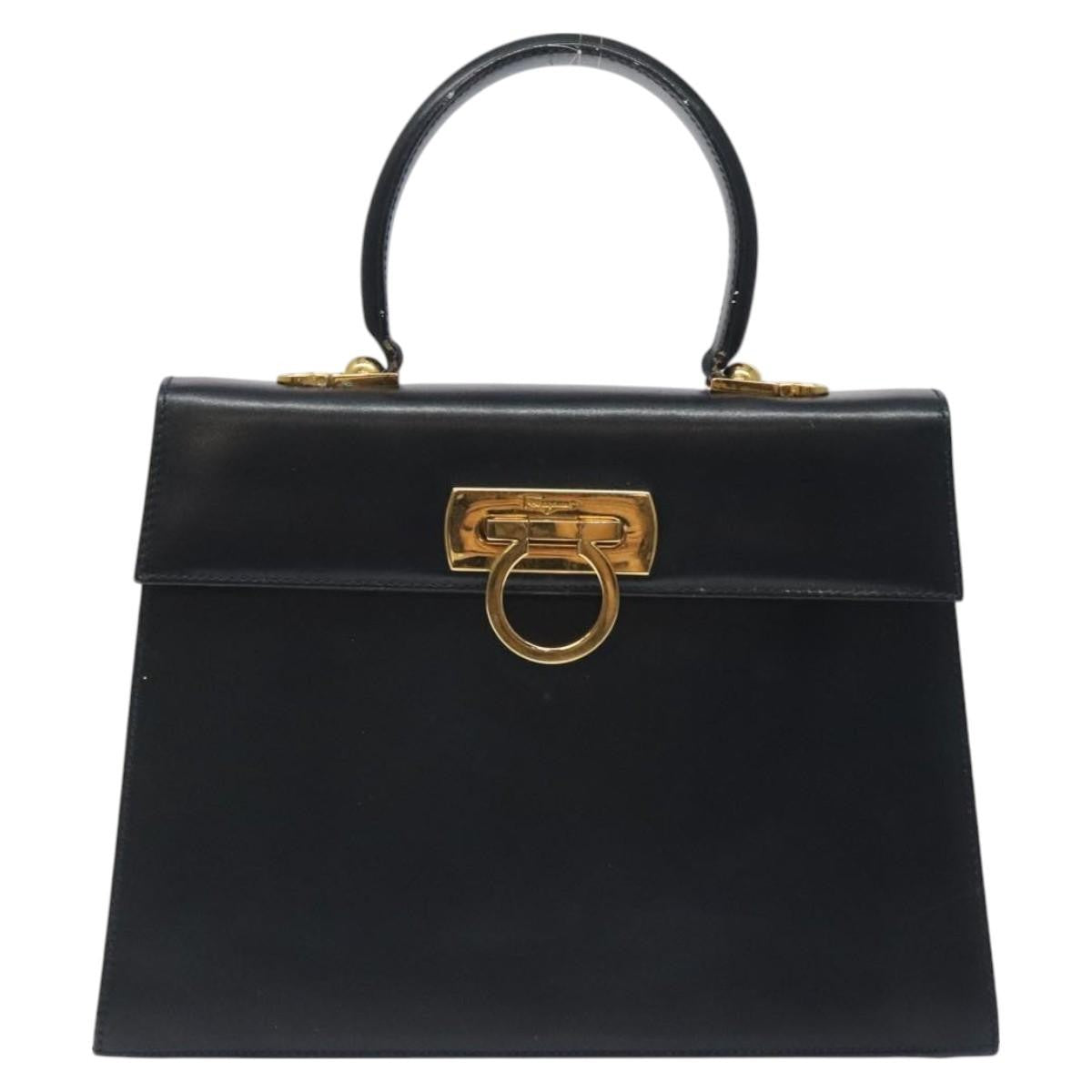 Salvatore Ferragamo Convertible Top Handle Leather Black Leather Handbag (Pre-Owned)