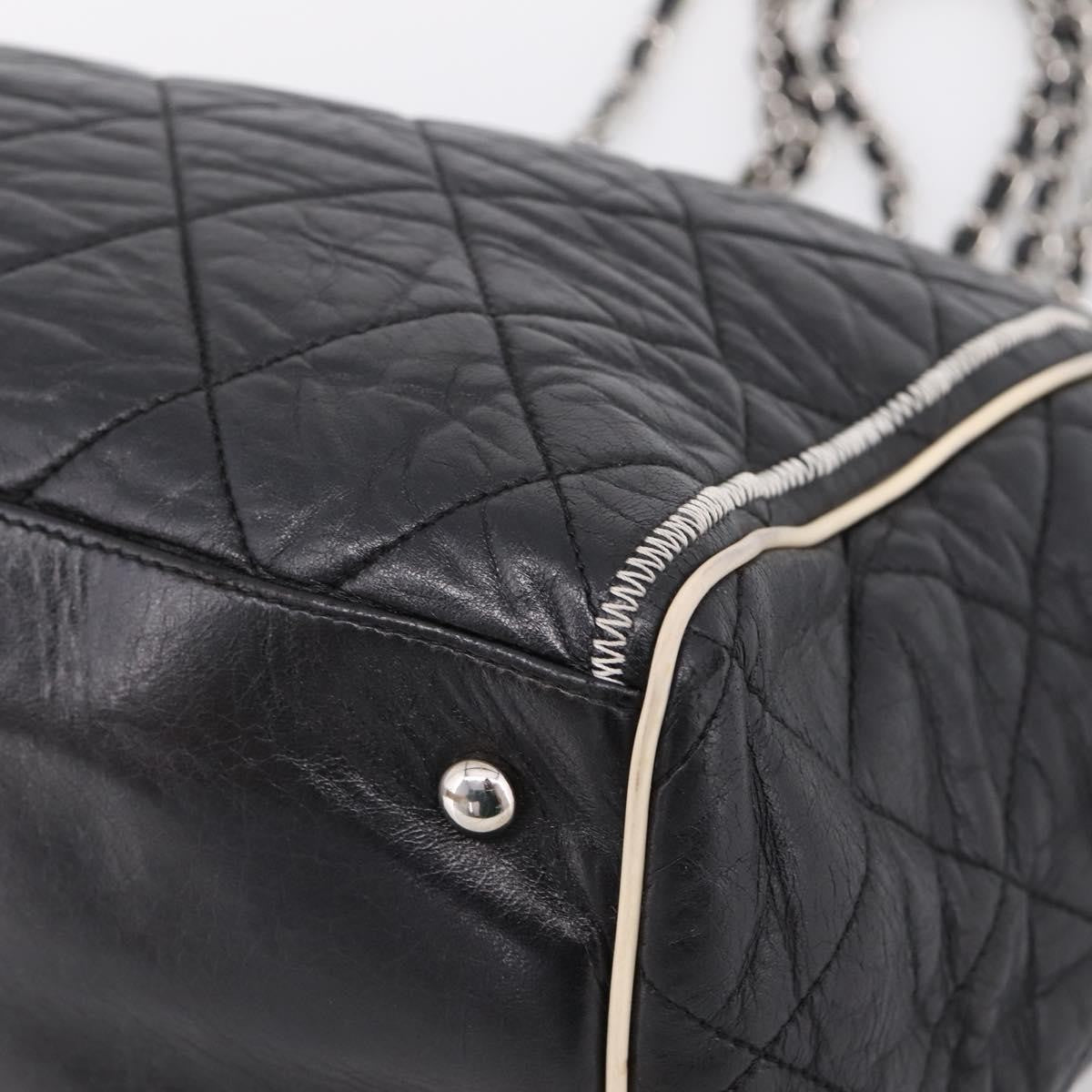 Chanel North South Mademoiselle Lock Quilted Leather Black Leather Tote Bag Bag (Pre-Owned)