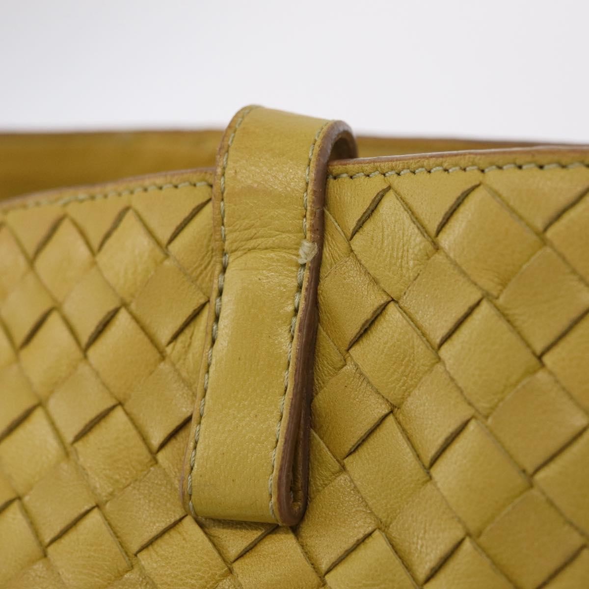 Bottega Veneta Belted Intrecciato Nappa Yellow Leather Tote Bag Bag (Pre-Owned)