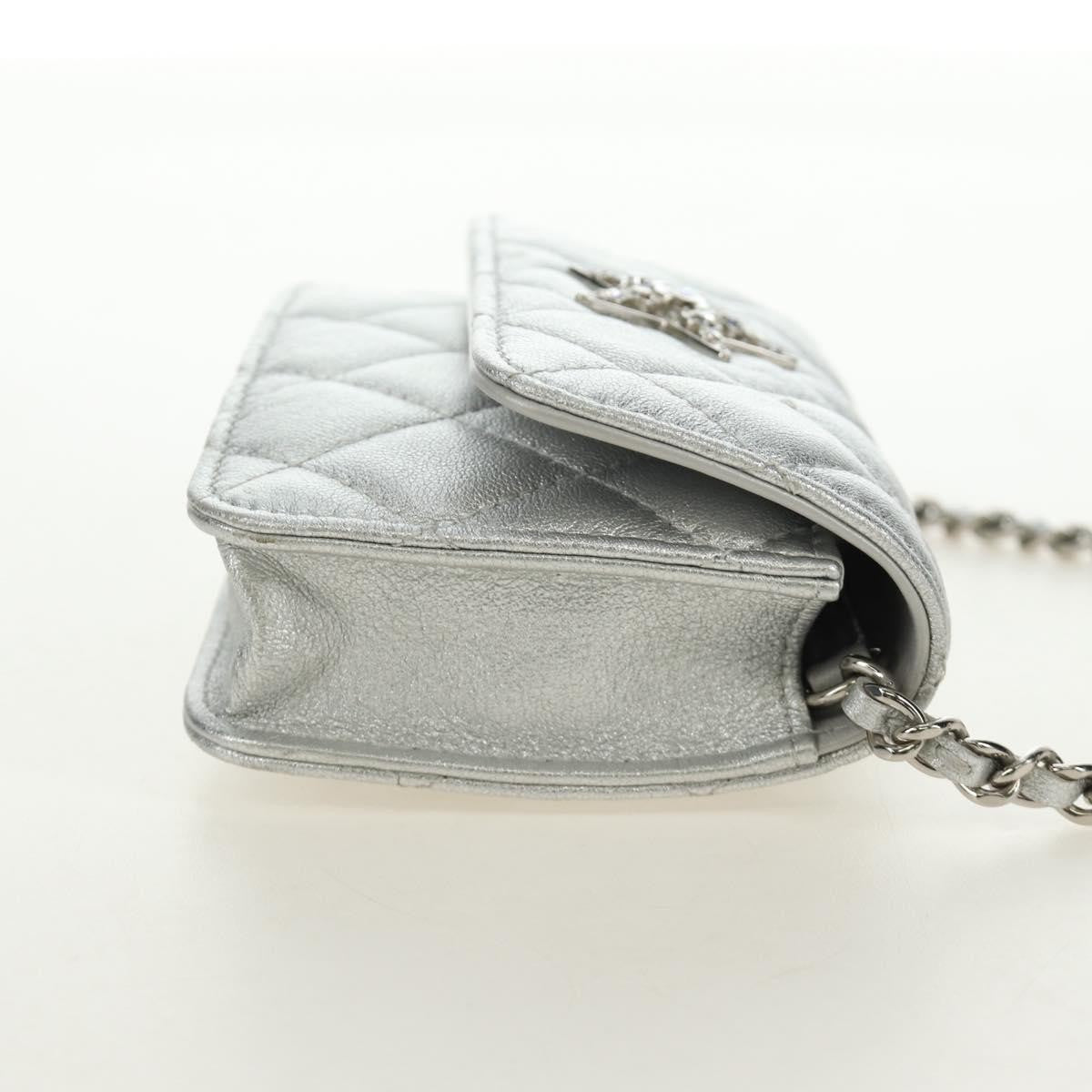 Chanel Cc Star Flap Chain Belt Quilted Lambskin Silver Leather Clutche & Pouche Bag (Pre-Owned)