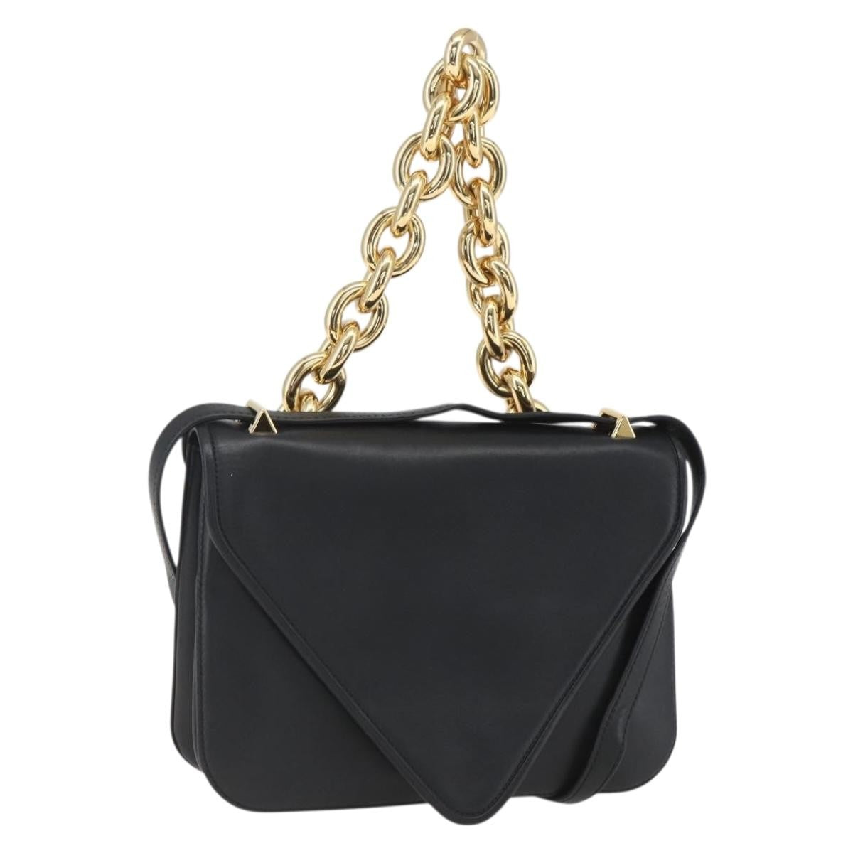 Bottega Veneta Mount Leather Black Leather Shoulder Bag Bag (Pre-Owned)