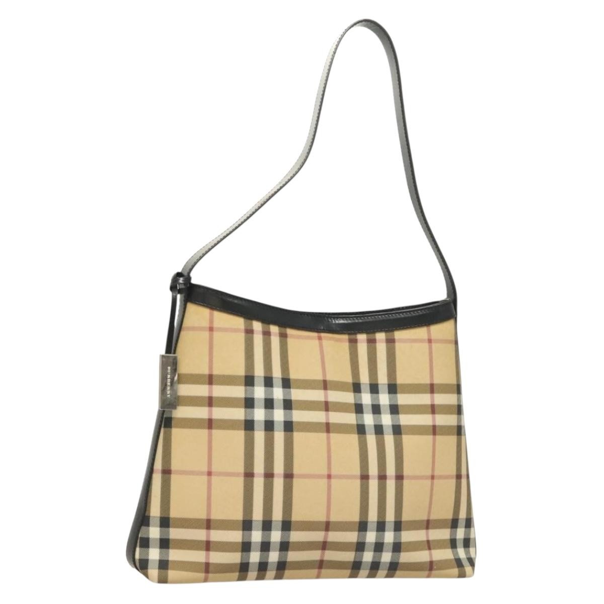 Burberry Shoulder Nova Check Canvas Beige Pvc Bag (Pre-Owned)