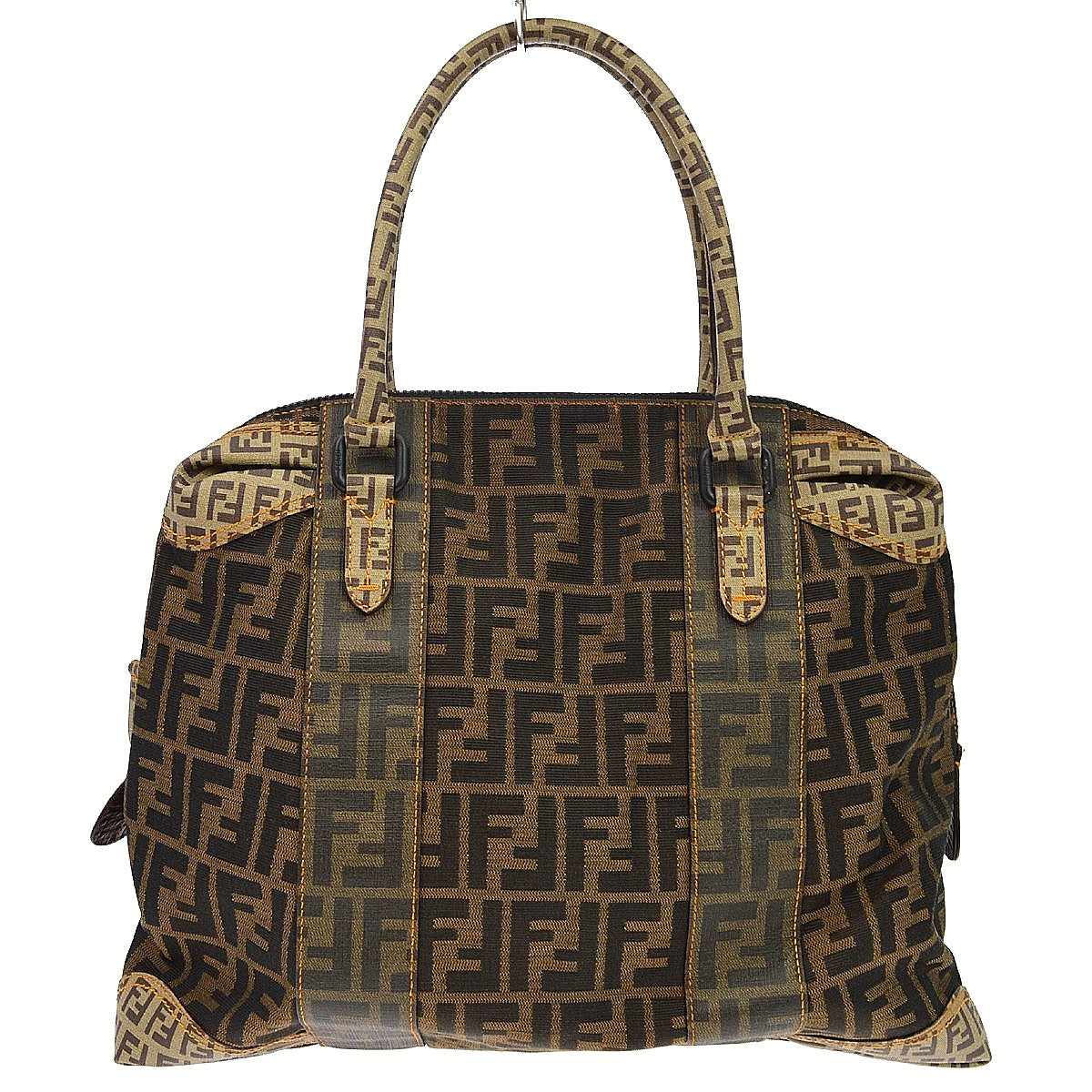 Fendi B Mix Zucca Mixed Media Brown Canvas Tote Bag Bag (Pre-Owned)
