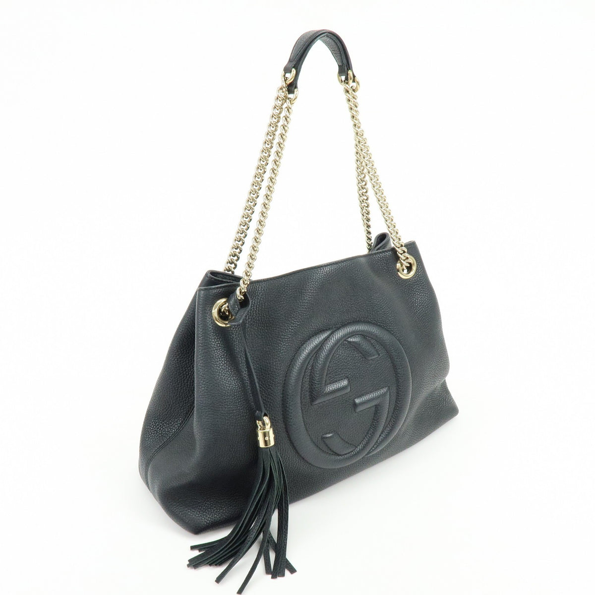 Gucci Soho Chain Strap Leather Black Leather Shoulder Bag Bag (Pre-Owned)