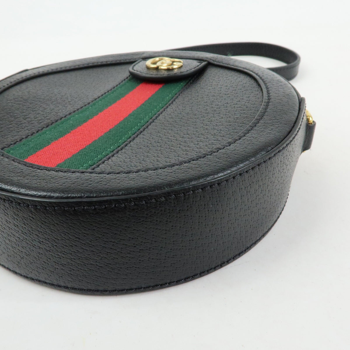 Gucci Ophidia Round Leather Black Leather Shoulder Bag Bag (Pre-Owned)