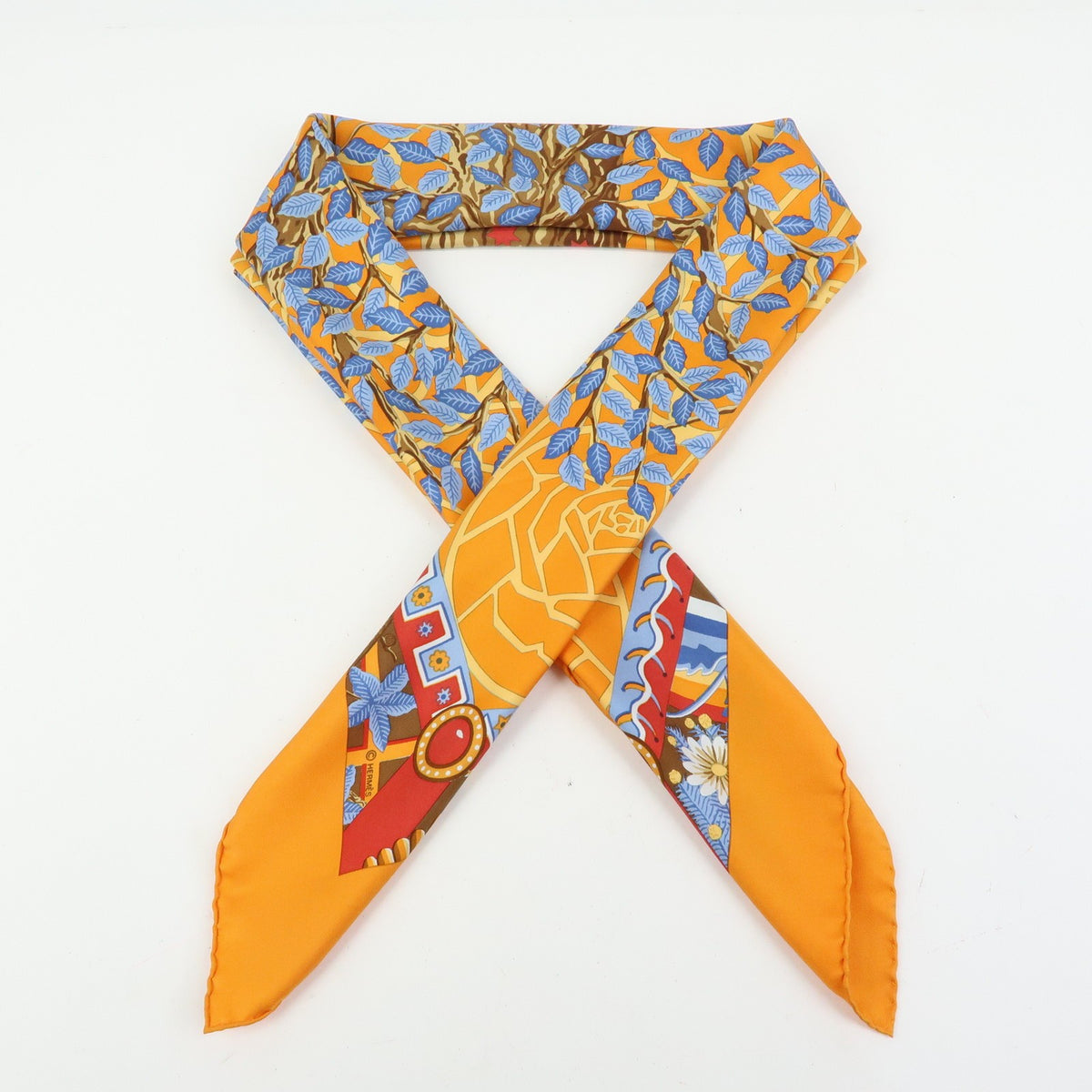 Hermes Carré 90 Silk Multicolor Orange Silk Scarve & Shawl Accessory (Pre-Owned)