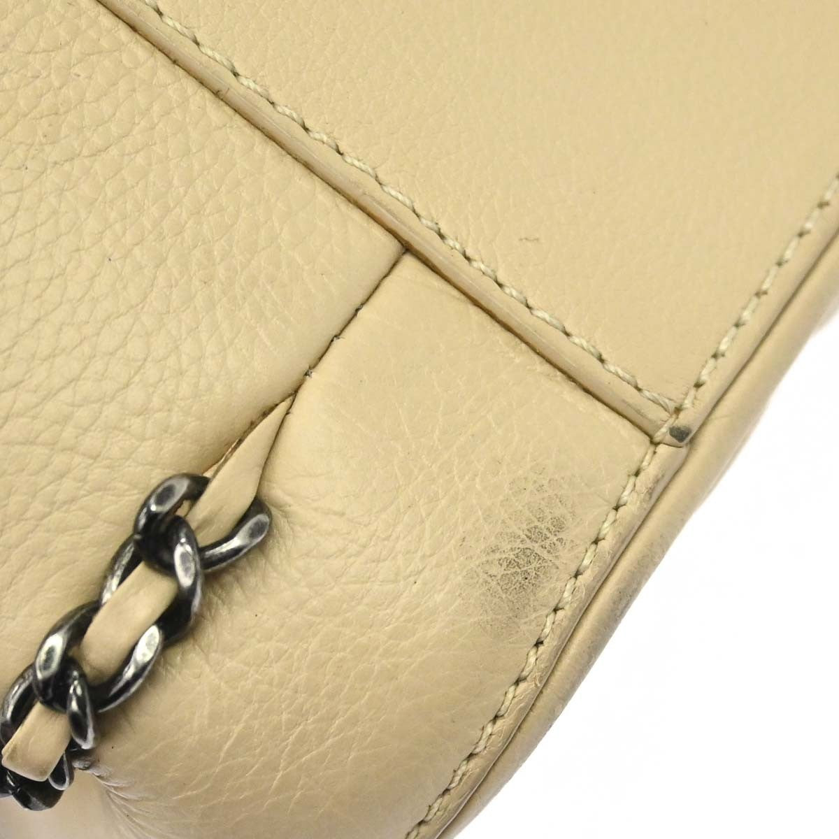 Chanel Flap Shoulder Leather Beige Leather Shoulder Bag Bag (Pre-Owned)