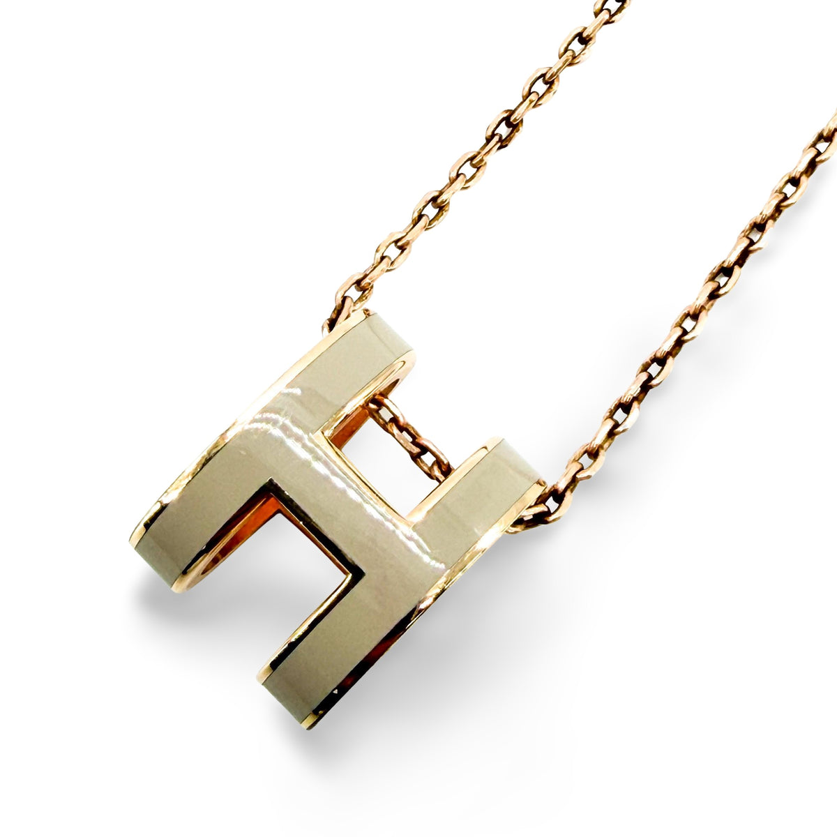 Hermes Pop H Pendant Chain Metal And Enamel Beige Other Necklace Jewelry (Pre-Owned)