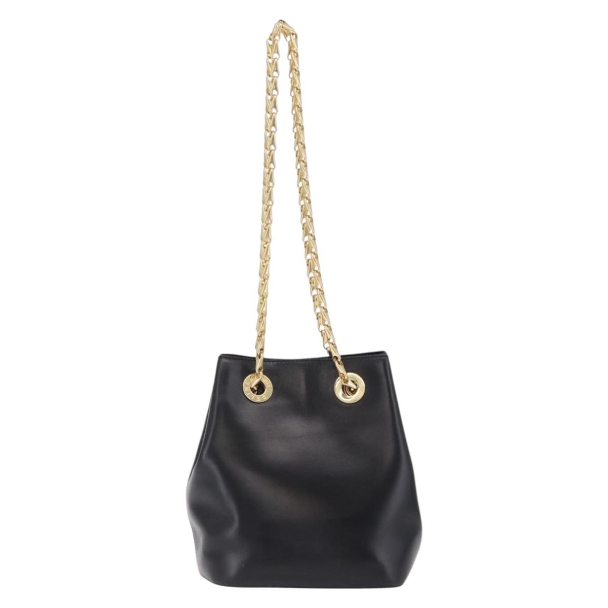 Celine Shoulder Leather Black Leather Shoulder Bag Bag (Pre-Owned)