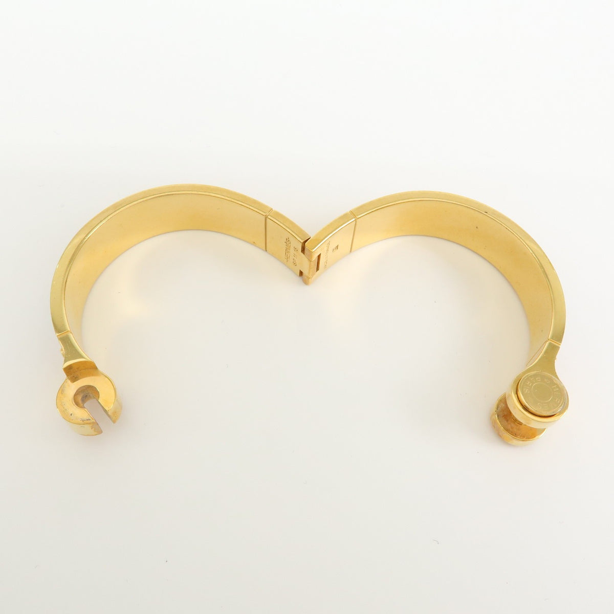 Hermes Charniere Uni Hinged Metal And Enamel Gold Metal Bracelet Jewelry (Pre-Owned)